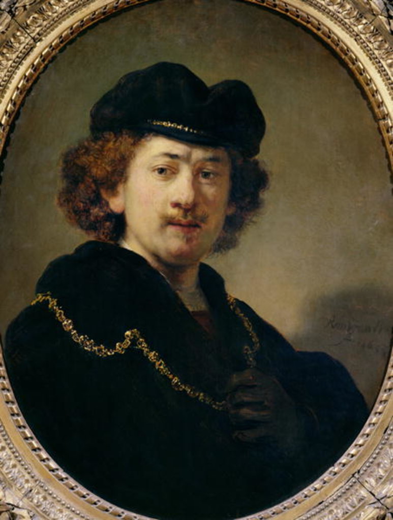 Detail of Self Portrait with Hat and Gold Chain, 1633 by Rembrandt Harmensz. van Rijn