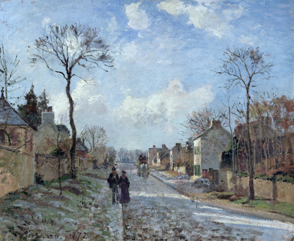Detail of The Road to Louveciennes, 1872 by Camille Pissarro