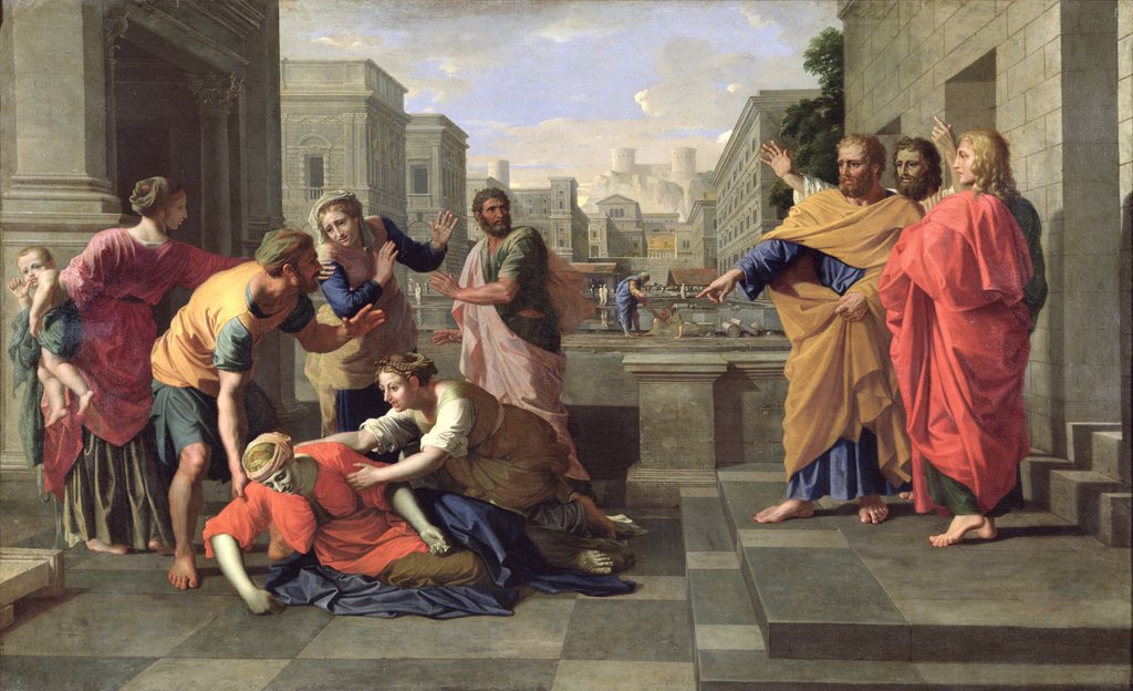 The Death of Sapphira by Nicolas Poussin
