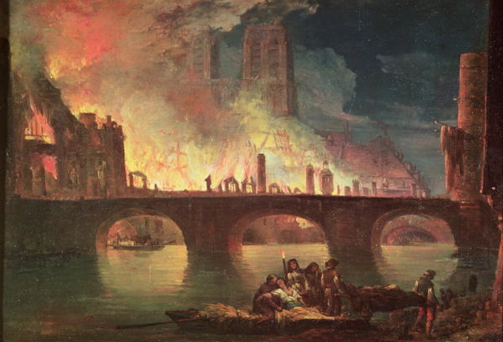 Detail of A Fire at the Hotel-Dieu in 1772 by Jean Baptiste Genillion