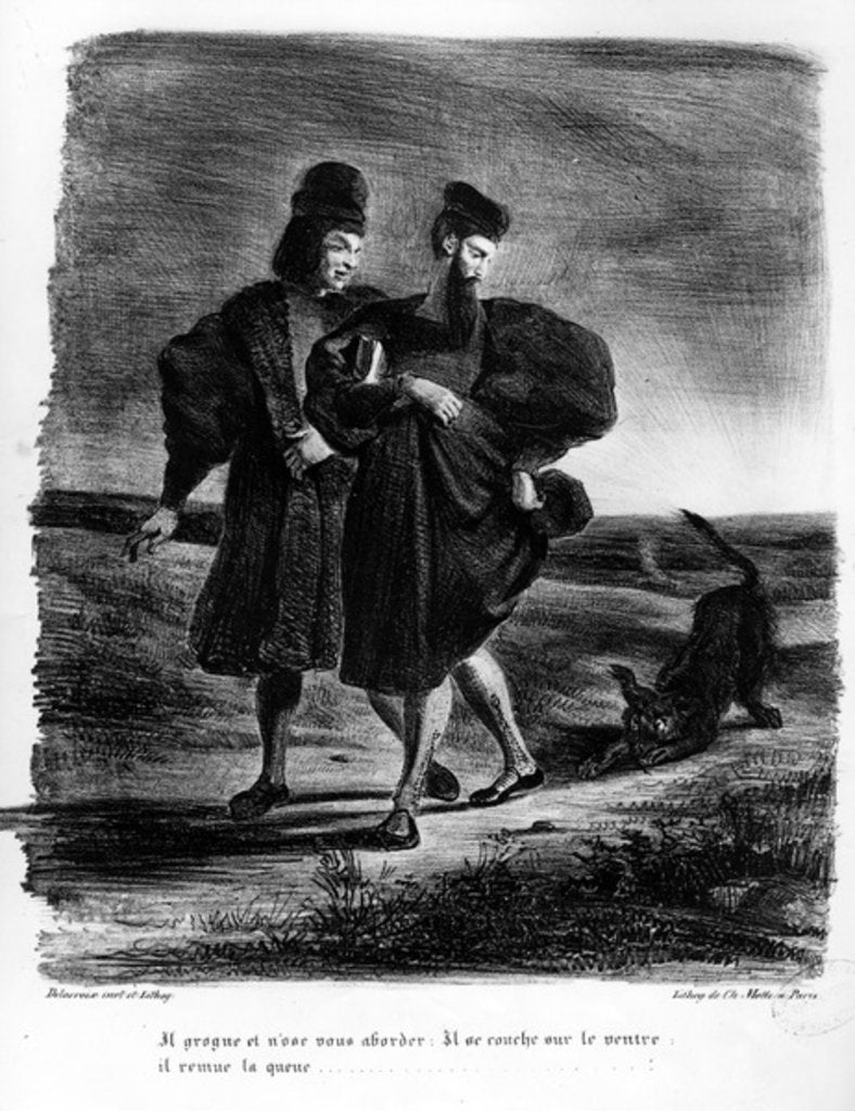 Detail of Faust and Wagner, Illustration for Faust by Goethe by Ferdinand Victor Eugene Delacroix