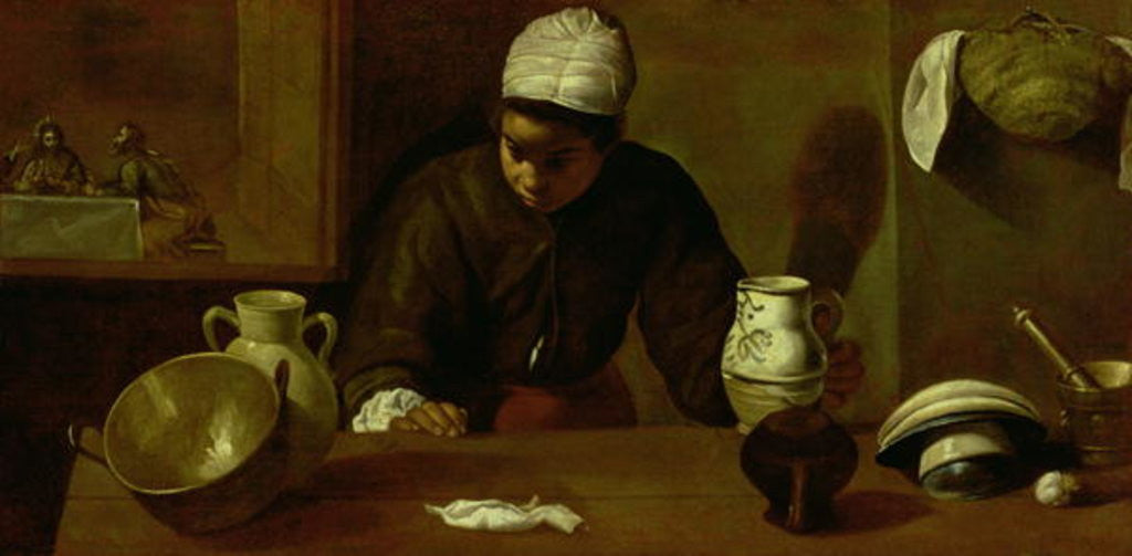 Detail of Kitchen Maid with the Supper at Emmaus by Diego Rodriguez de Silva y Velazquez