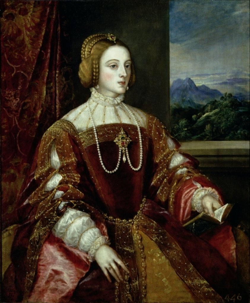 Detail of Portrait of the Empress Isabella of Portugal, 1548 by Titian