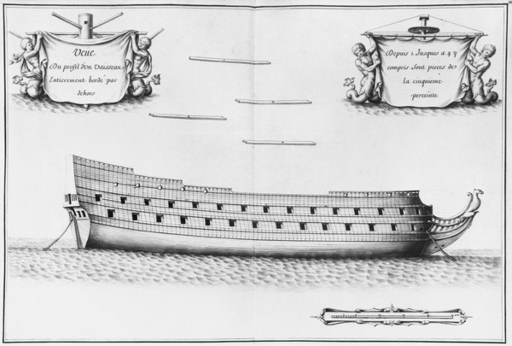 Detail of Profile of an entirely planked vessel by French School