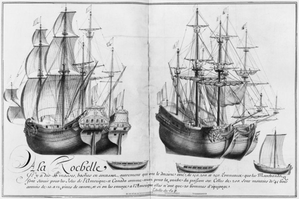 Detail of Ships known as 'pinasses', La Rochelle by French School