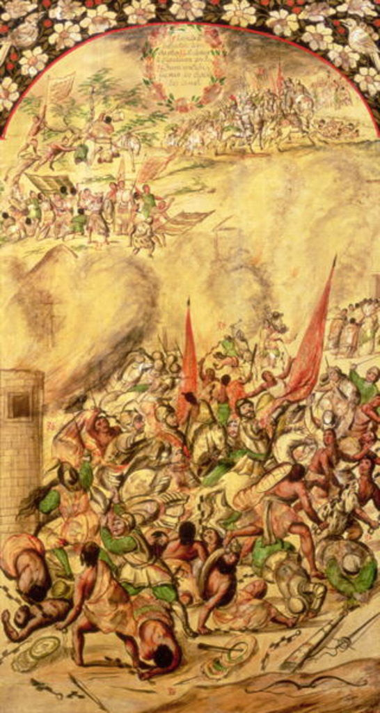 Detail of Conquest of Mexico: the Spaniards retreating by Miguel and Juan Gonzalez