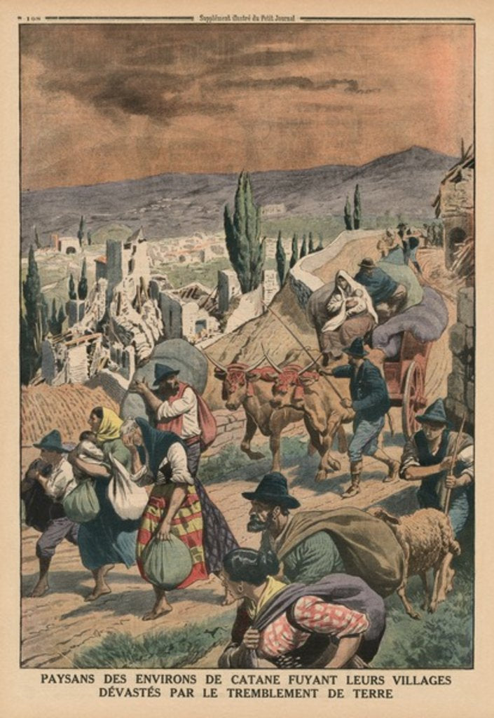 Detail of Peasants of the surroundings of Catania fleeing their villages devastated by the earthquake by French School