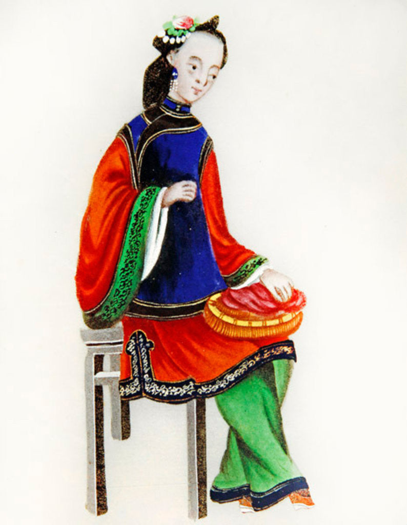 Detail of A Chinese Woman darning, Qianlong Period by Chinese School