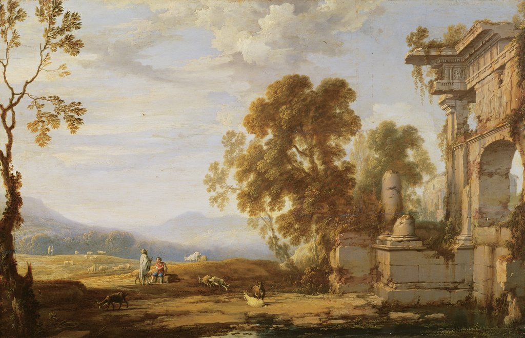 Detail of Landscape with ruins by Pierre Patel