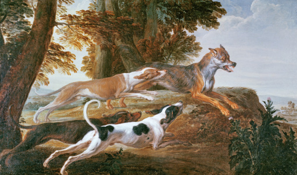 Detail of The Wolf Hunt by Alexandre-Francois Desportes