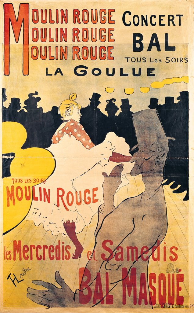 Detail of Poster advertising 'La Goulue' at the Moulin Rouge, 1893 by Henri de Toulouse-Lautrec