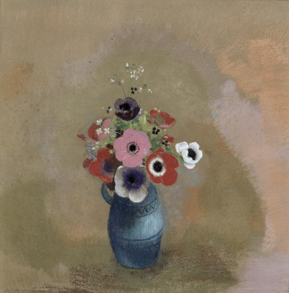 Detail of Bouquet of anemones by Odilon Redon
