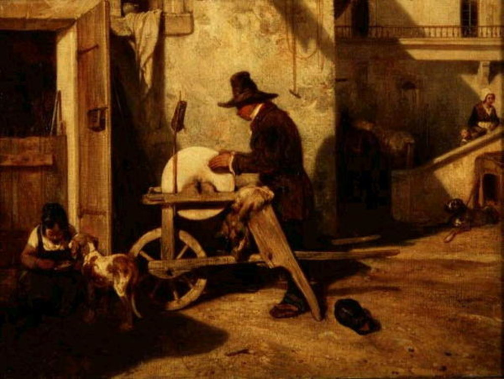 Detail of The Knife-grinder by Alexandre Gabriel Decamps