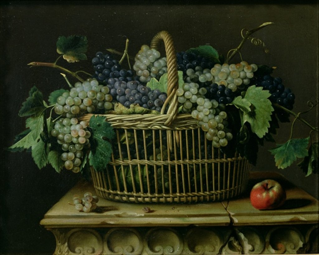 Detail of A Basket of Grapes by Pierre Dupuis