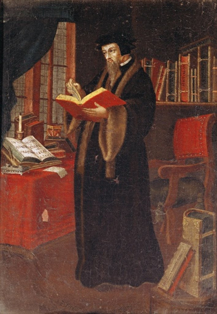 Detail of Portrait of John Calvin, French theologian and reformer by French School