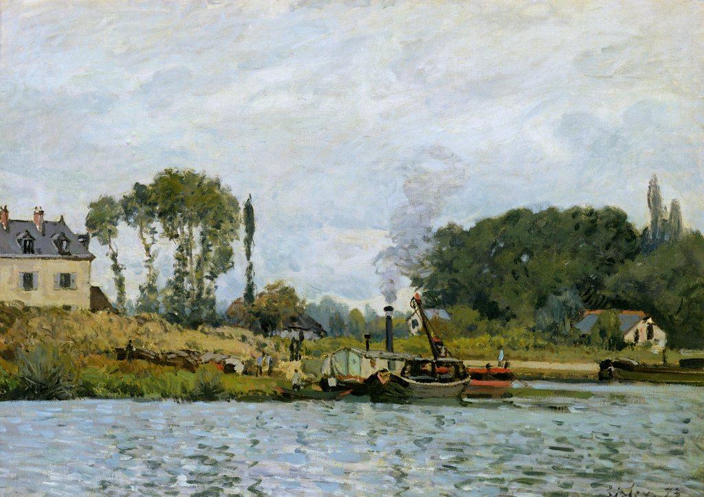 Detail of Boats at the lock at Bougival, 1873 by Alfred Sisley