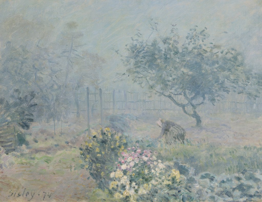 Detail of The Fog, Voisins, 1874 by Alfred Sisley