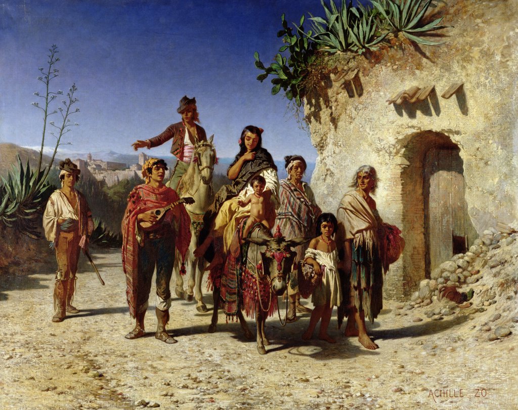 Detail of A Gypsy Family on the Road, c.1861 by Achille Zo