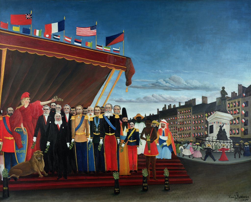 Detail of The Representatives of Foreign Powers Coming to Salute the Republic as a Sign of Peace, 1907 by Henri J.F. Rousseau