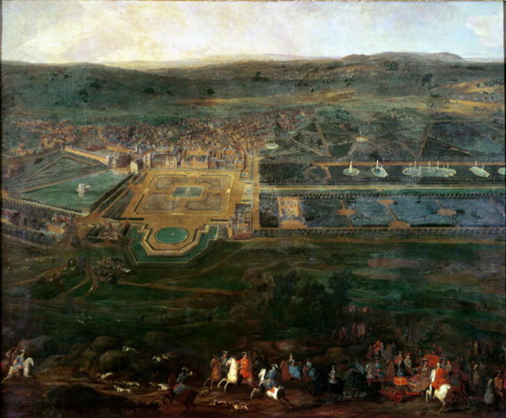 Detail of Louis XIV hunting near the chateau of Fontainebleau by Pierre-Denis Martin