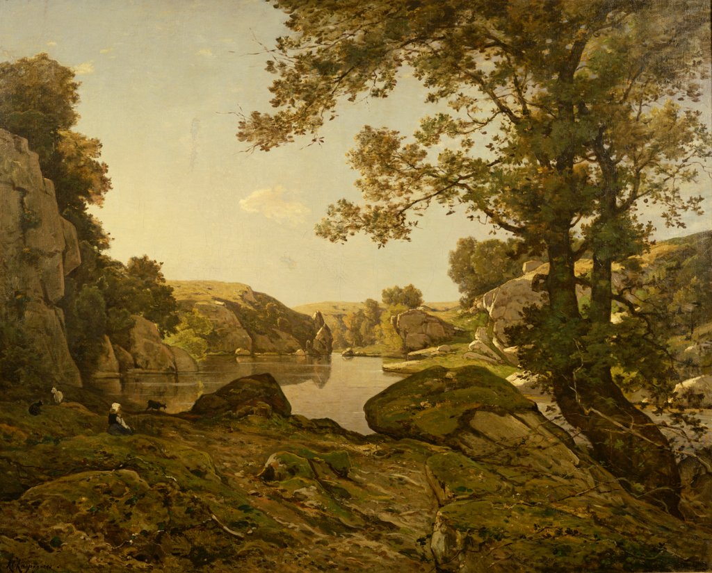 Detail of The Wolf Jump by Henri-Joseph Harpignies