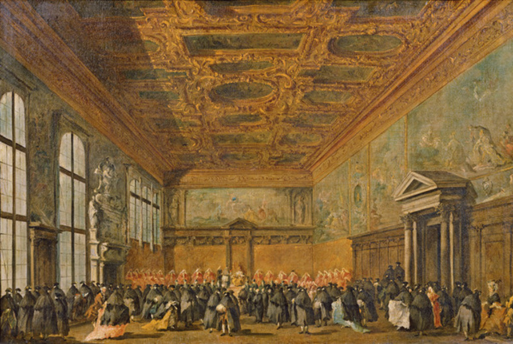Detail of Audience Granted by the Doge of Venice in the College Room of Doge's Palace, c.1766-70 by Francesco Guardi