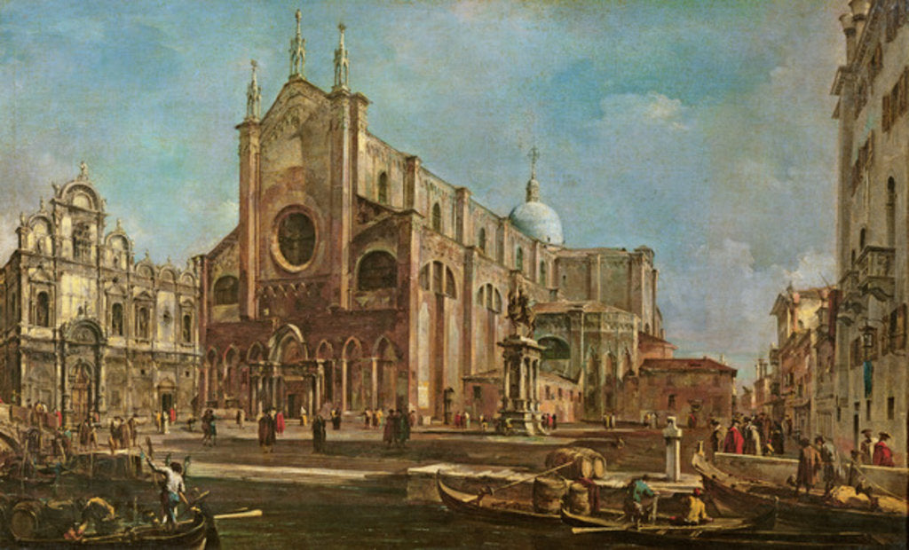 Detail of Campo dei Santi Giovanni e Paolo and the Scuola Grande di San Marco, Venice by Francesco Guardi