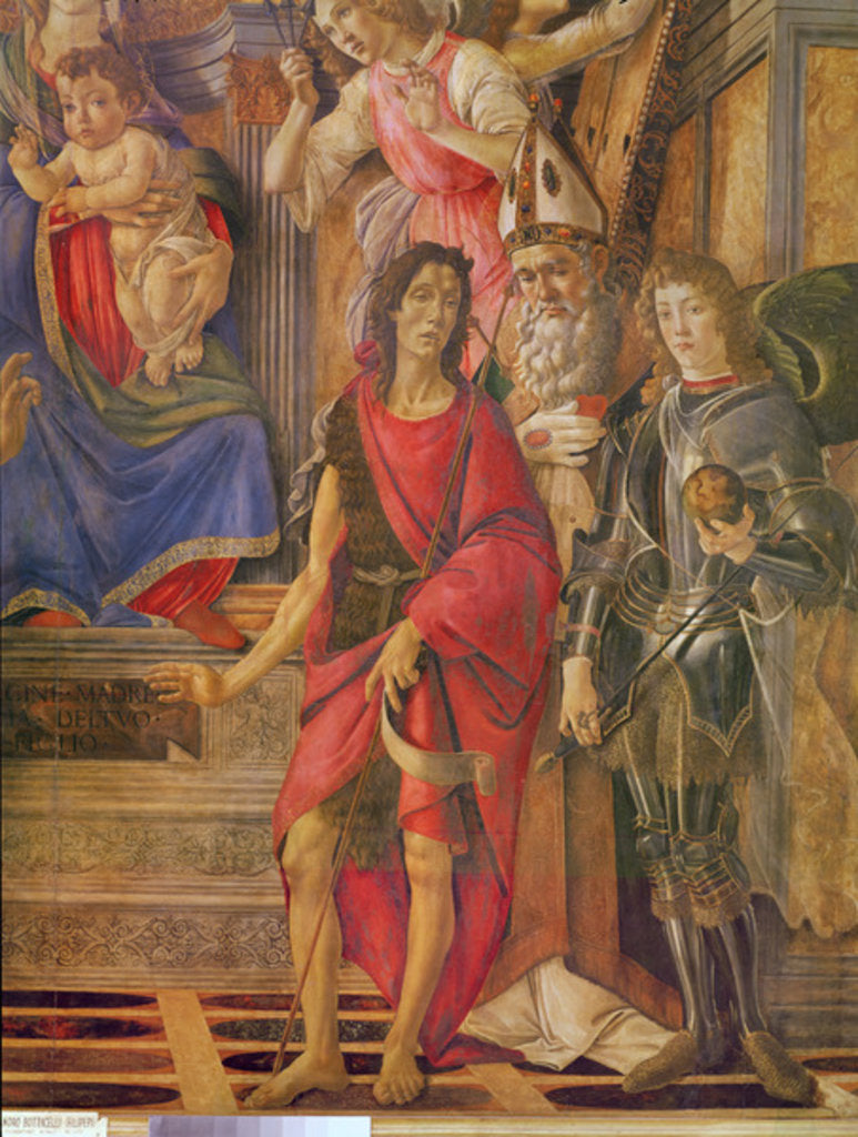 Detail of The Altarpiece of Saint Barnabas, Virgin and child enthroned by Sandro Botticelli