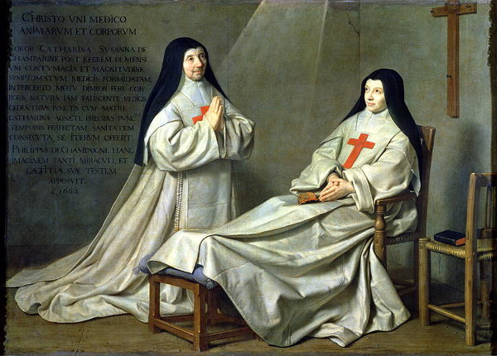 Detail of Portrait of Mother Catherine-Agnes Arnauld and Sister Catherine of St. Suzanne Champaigne the artist's daughter, 1662 by Philippe de Champaigne