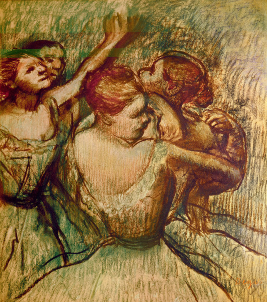 Detail of The Green Dancers by Edgar Degas