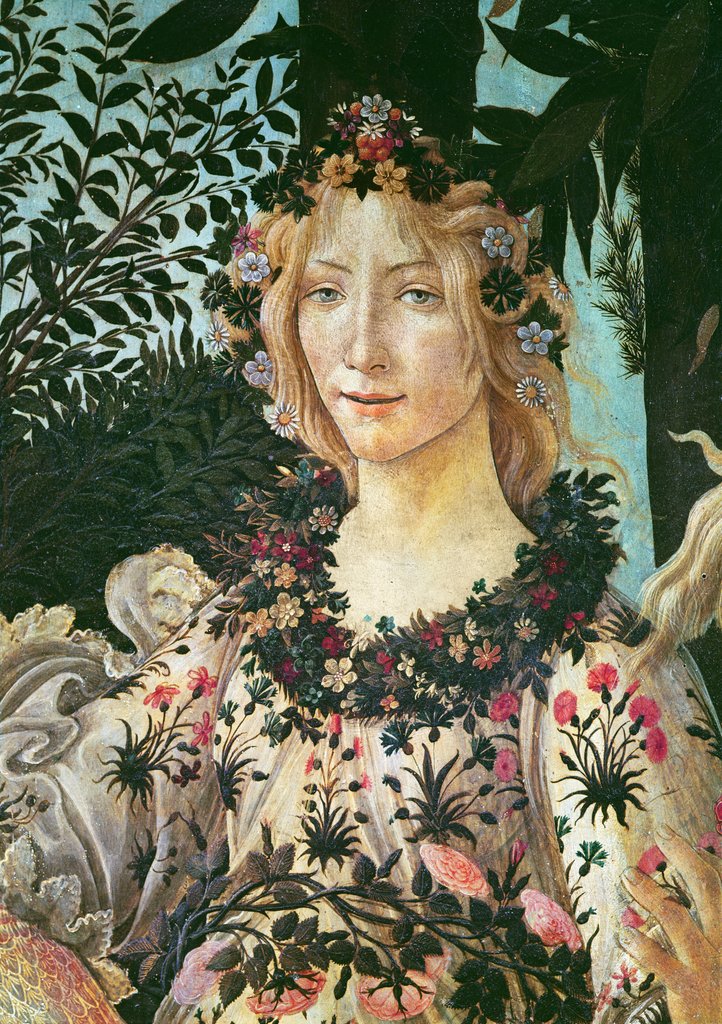 Detail of Primavera, detail of Flora as the Hour of Spring, 1478 by Sandro Botticelli