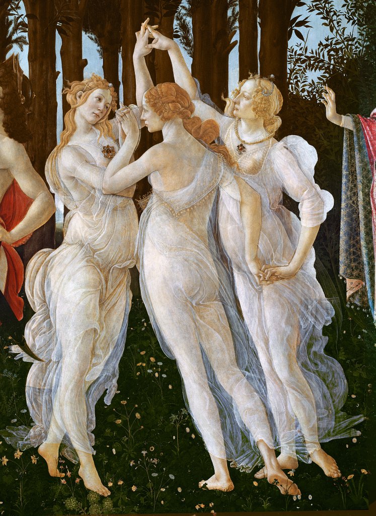 Primavera, detail of the Three Graces, 1478 by Sandro Botticelli