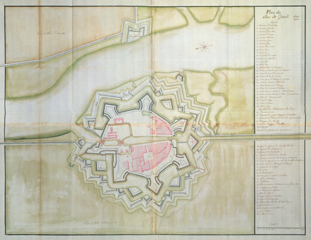 Detail of Map of Sas van Gent, Netherlands, 1747 by French School