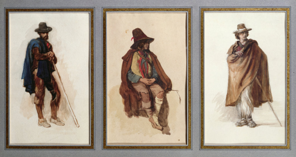 Detail of Three types of Ciociari shepherds by Antoine Auguste Ernest Herbert or Hebert