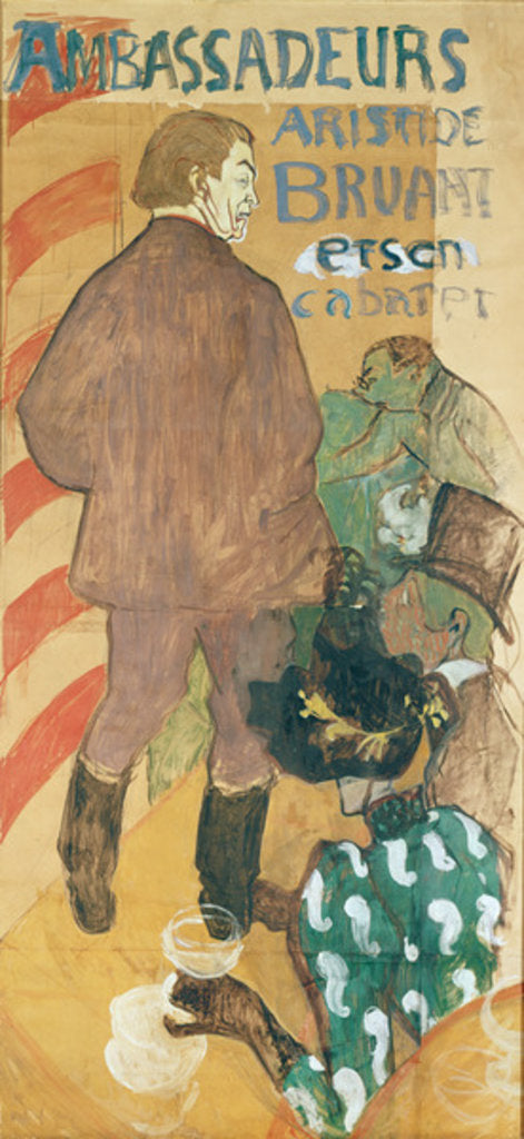 Detail of Ambassadeurs, Aristide Bruant et his Cabaret, 1892 by Henri de Toulouse-Lautrec