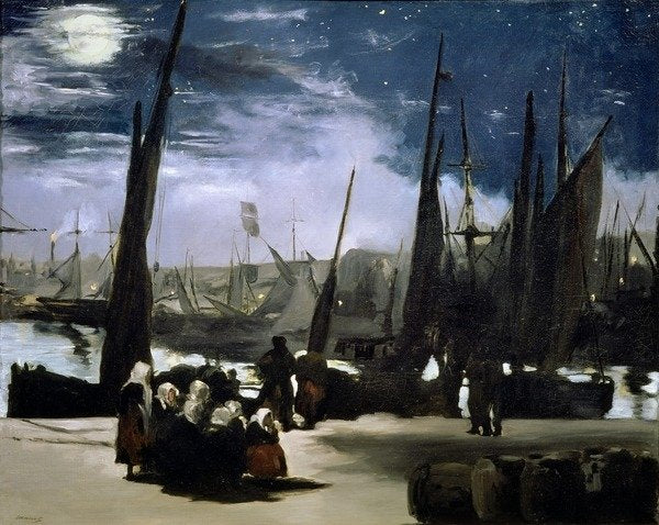 Detail of Moonlight on Boulogne Harbour, 1868 by Edouard Manet