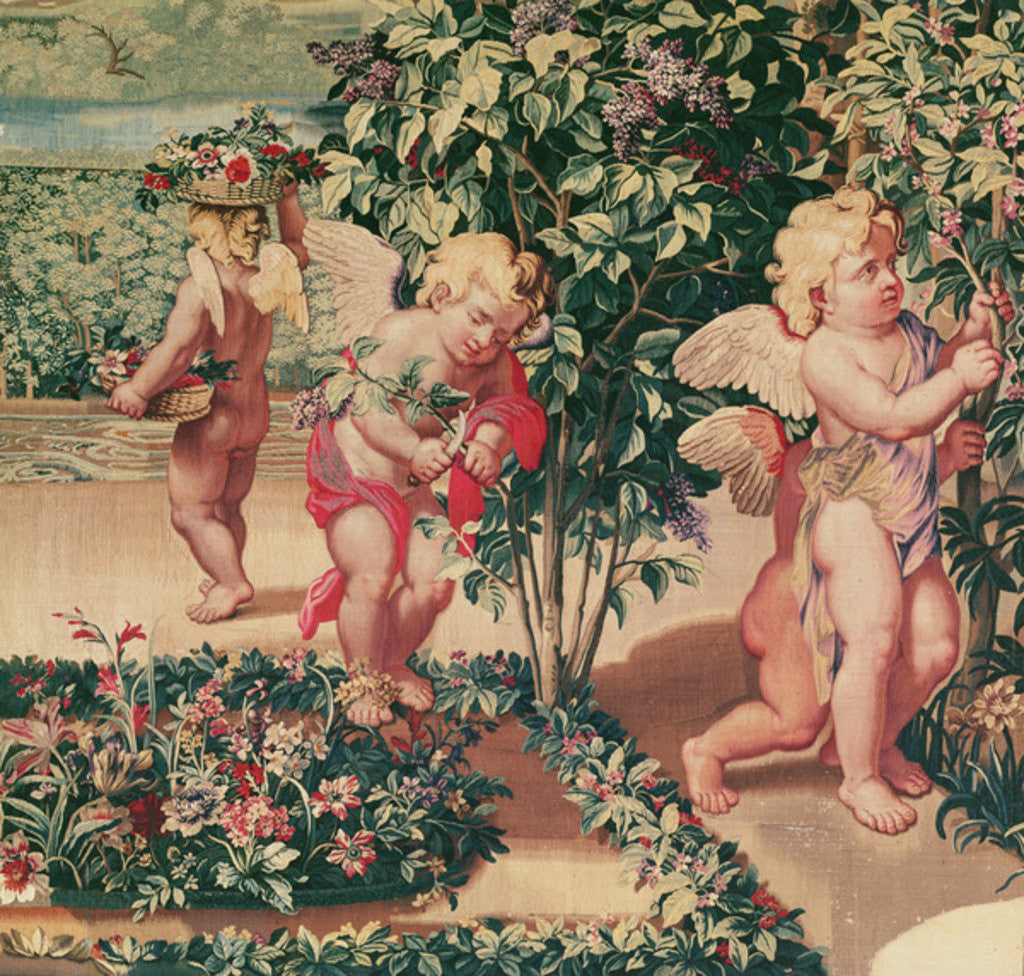Detail of Children Gardening, woven at the Atelier des Gobelins by Charles Le Brun