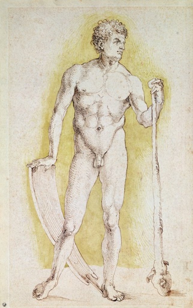 Detail of Young Nude Man by Albrecht Dürer