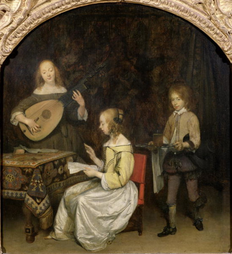 Detail of The Concert: Singer and Theorbo Player by Gerard ter Borch or Terborch
