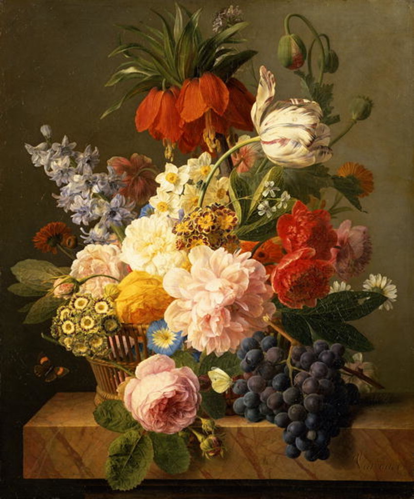 Detail of Still Life with Flowers and Fruit, 1827 by Jan Frans van Dael