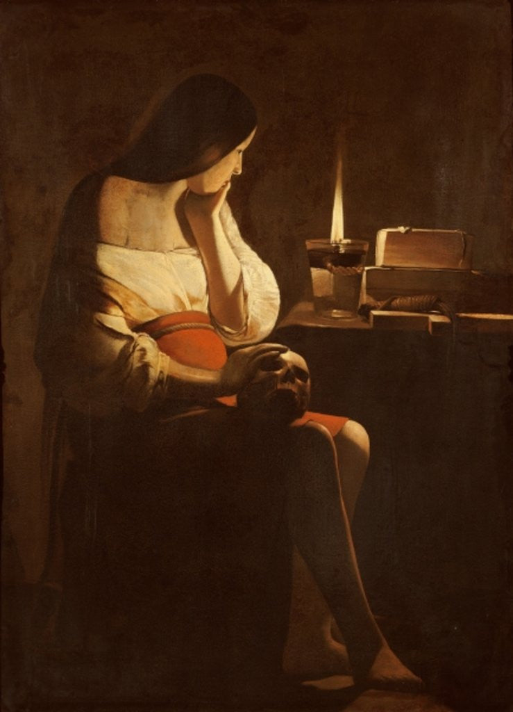 Detail of Mary Magdalene with a night light by Georges de la Tour