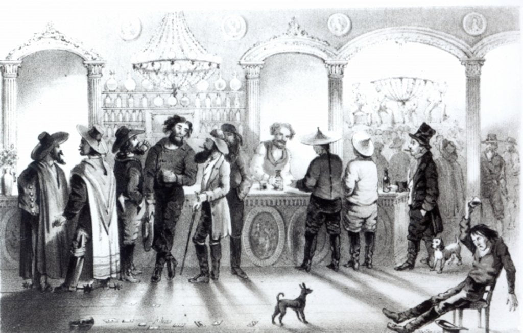 Detail of The Bar of a Gambling Saloon by American School