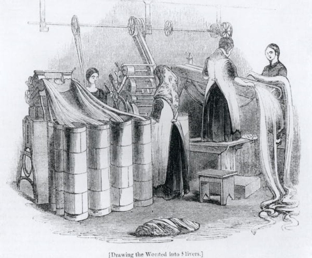 Detail of Drawing the Worsted into Slivers by English School