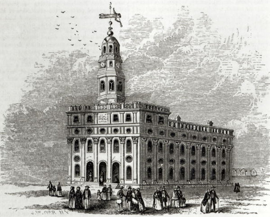 Detail of Nauvoo Temple, Illinois , 1854 by John William Orr