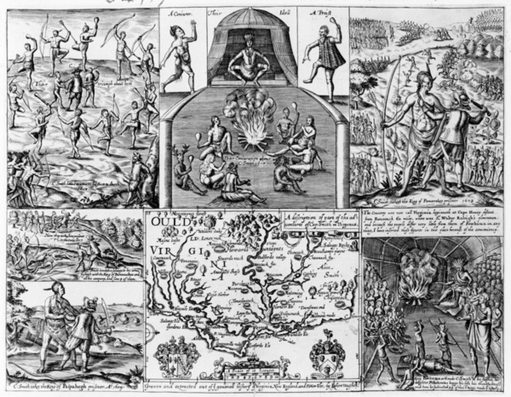 Detail of A description of part of the adventures of Cap. Smith in Virginia by English School