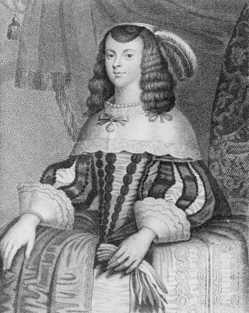 Detail of Portrait of Catharine of Braganza engraved by Freeman by English School
