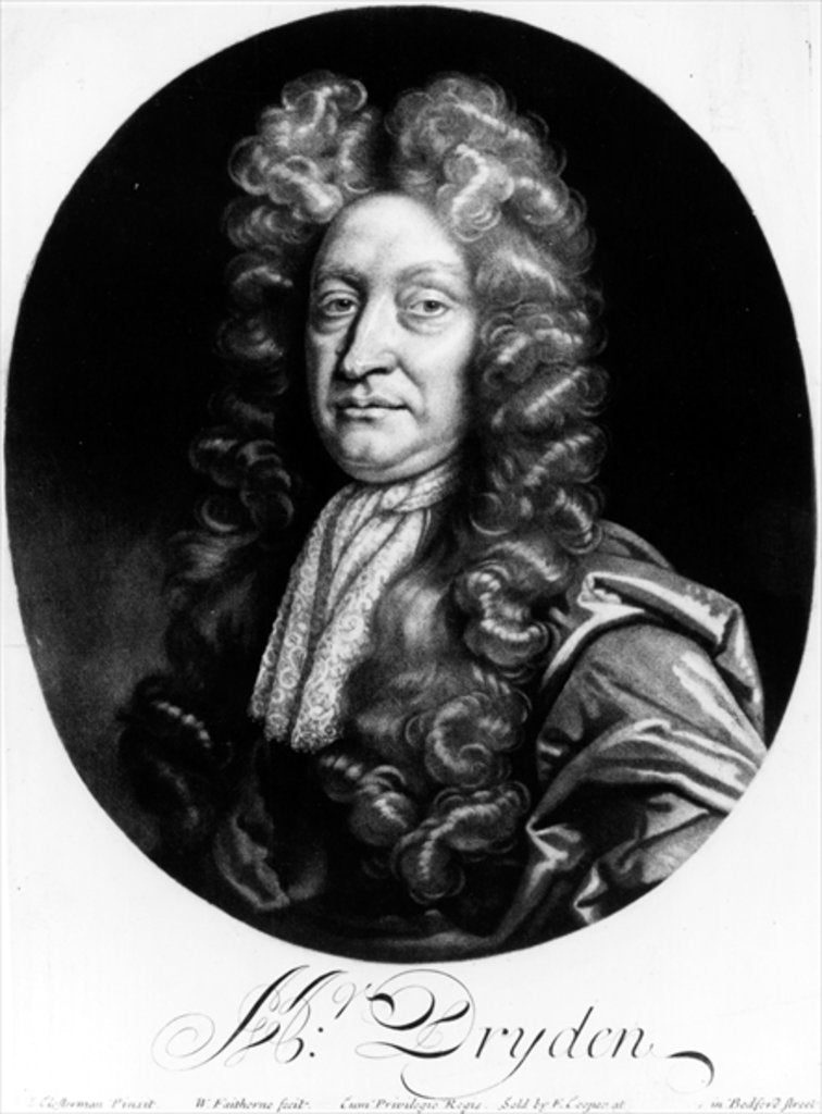 Detail of John Dryden engraved by William Faithorne by Johann (after) Closterman