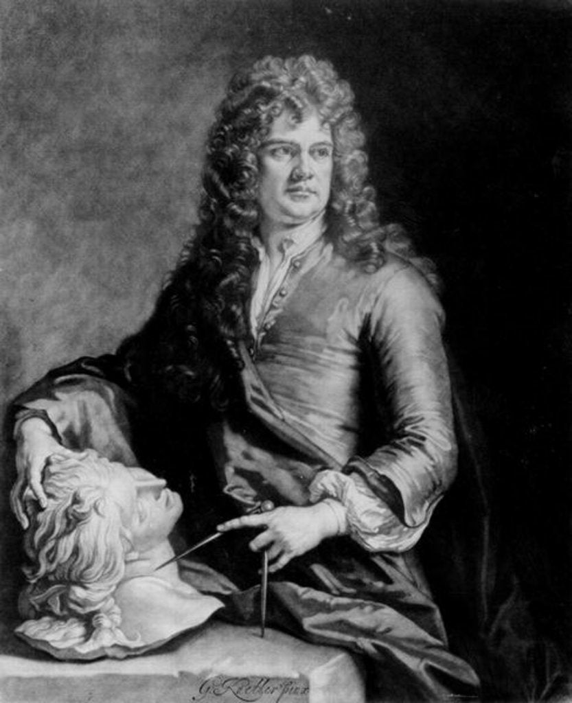 Detail of Grinling Gibbons by Godfrey (after) Kneller