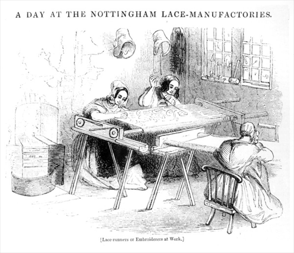 Detail of A Day at the Nottingham Lace Manufacturers by English School