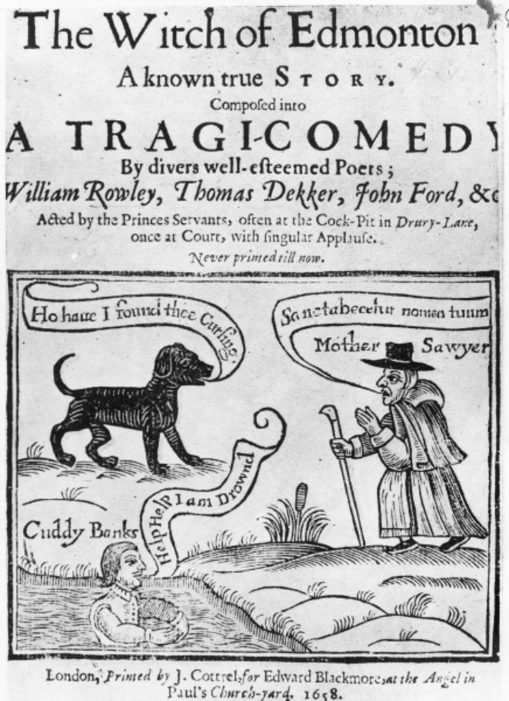 Detail of Frontispiece to 'The Witch of Edmonton, a Known True Story', 1658 by English School